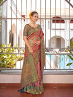 Thumbnail for MANOHARI Banarasi Silk Blend Jacquard Work Saree - Pink - Dista