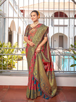 Thumbnail for MANOHARI Banarasi Silk Blend Jacquard Work Saree - Pink - Dista