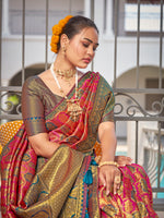 Thumbnail for MANOHARI Banarasi Silk Blend Jacquard Work Saree - Pink - Dista
