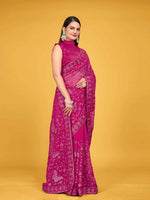 Thumbnail for MANOHARI Georgette Embroidered Work Saree - Pink - Dista