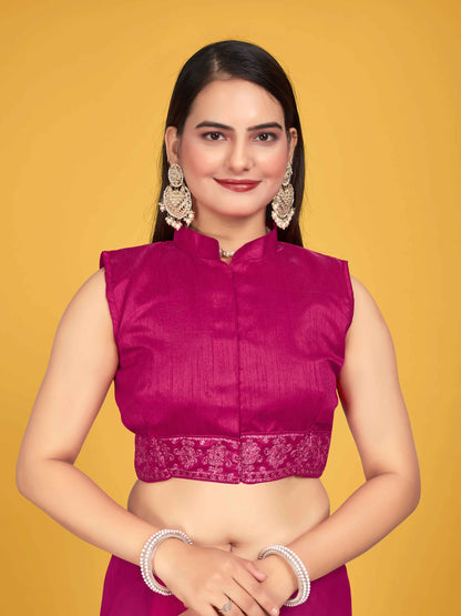 MANOHARI Georgette Embroidered Work Saree - Pink - Dista