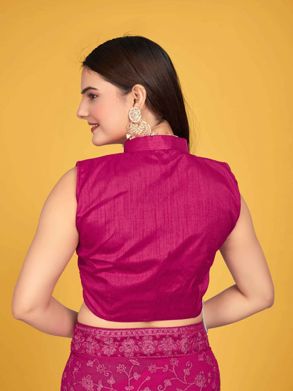 MANOHARI Georgette Embroidered Work Saree - Pink - Dista