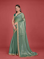 Thumbnail for MANOHARI Zimmy Choo Lace Border Work Saree - Green - Dista