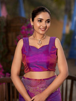 Thumbnail for MANOHARI Banarasi Silk Blend Jacquard Work Saree - Purple - Dista