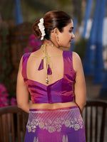 Thumbnail for MANOHARI Banarasi Silk Blend Jacquard Work Saree - Purple - Dista