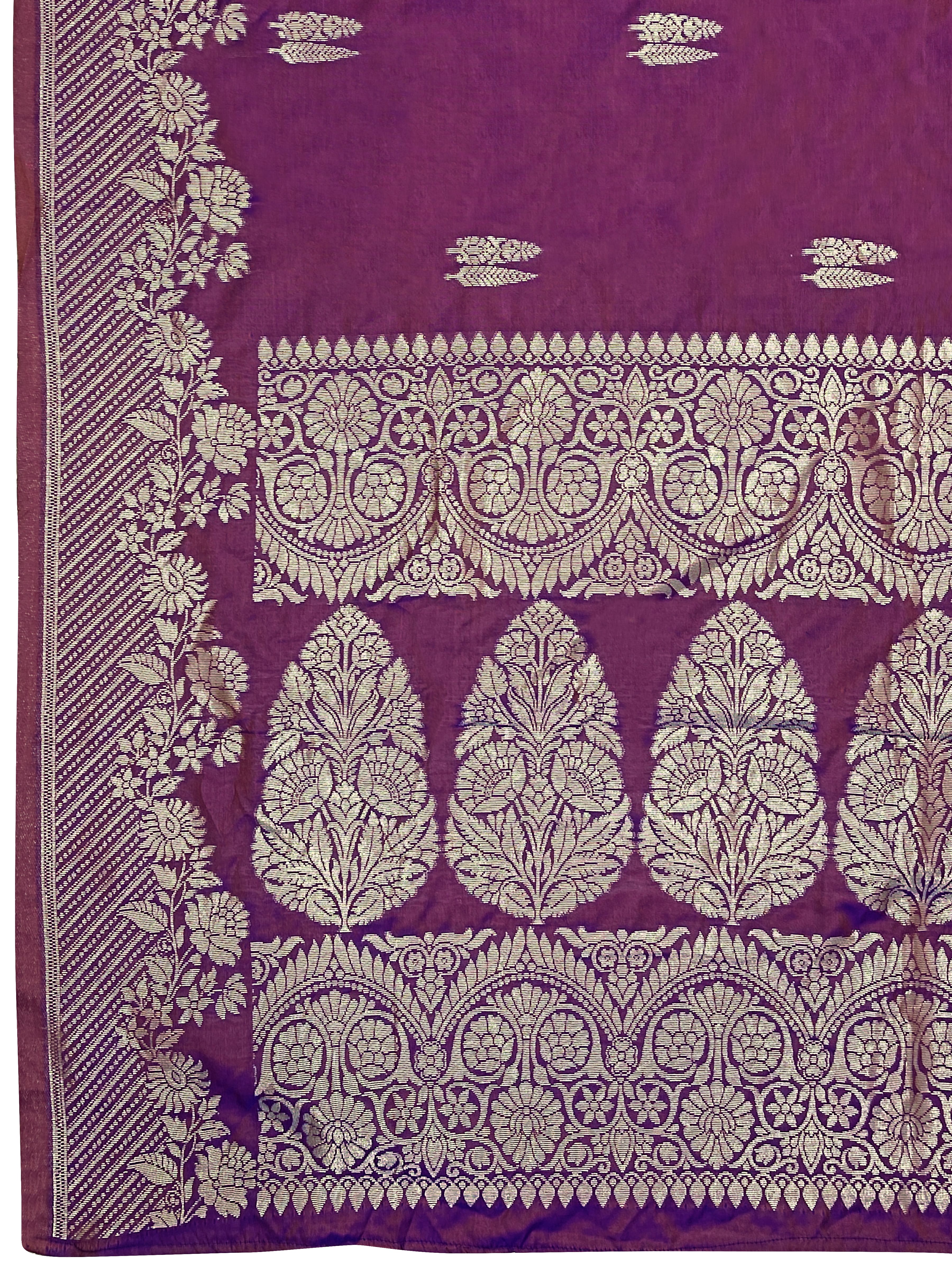 MANOHARI Banarasi Silk Blend Jacquard Work Saree - Purple - Dista