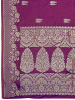 Thumbnail for MANOHARI Banarasi Silk Blend Jacquard Work Saree - Purple - Dista