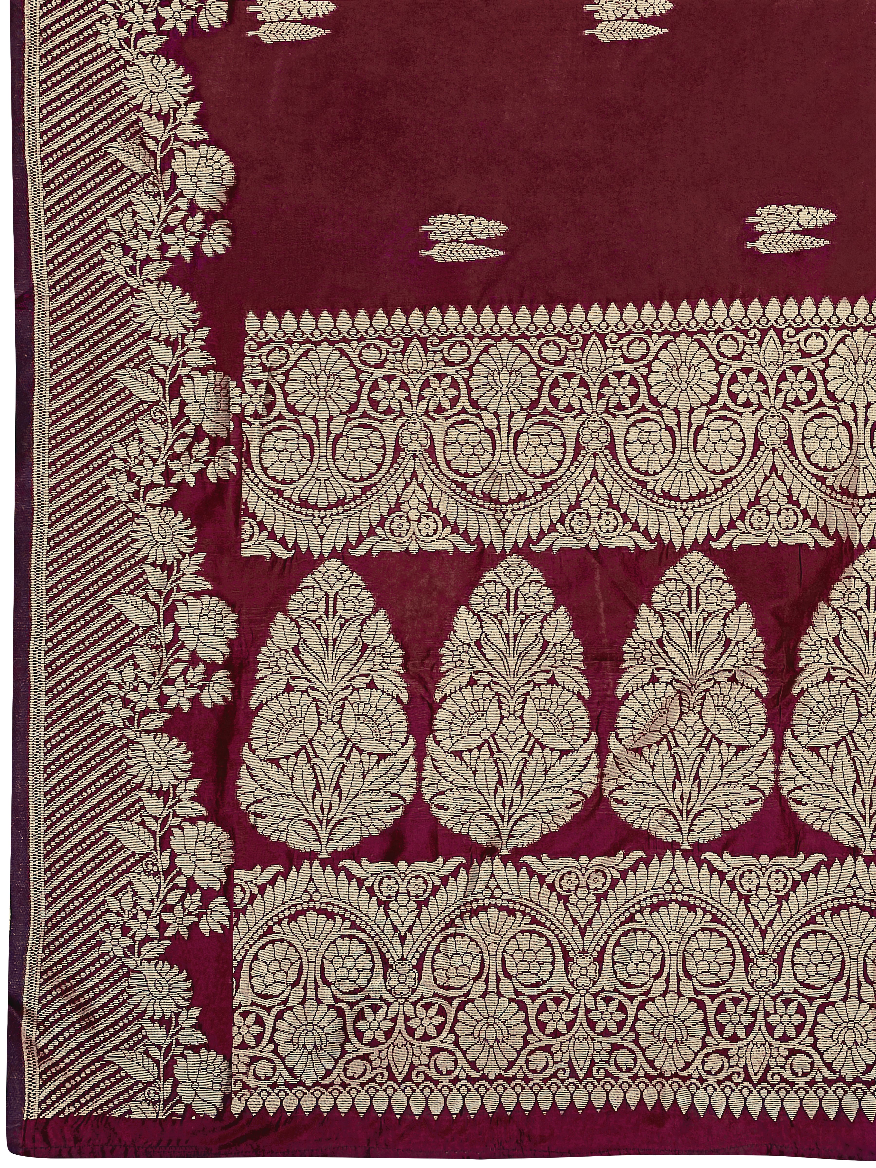 MANOHARI Banarasi Silk Blend Jacquard Work Saree - Red - Dista