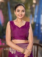 Thumbnail for MANOHARI Banarasi Silk Blend Jacquard Work Saree - Purple - Dista