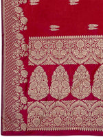 Thumbnail for MANOHARI Banarasi Silk Blend Jacquard Work Saree - Red - Dista