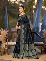 Thumbnail for MANOHARI Banarasi Silk Blend Jacquard Work Saree - Black - Dista