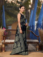 Thumbnail for MANOHARI Banarasi Silk Blend Jacquard Work Saree - Black - Dista