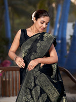 Thumbnail for MANOHARI Banarasi Silk Blend Jacquard Work Saree - Black - Dista