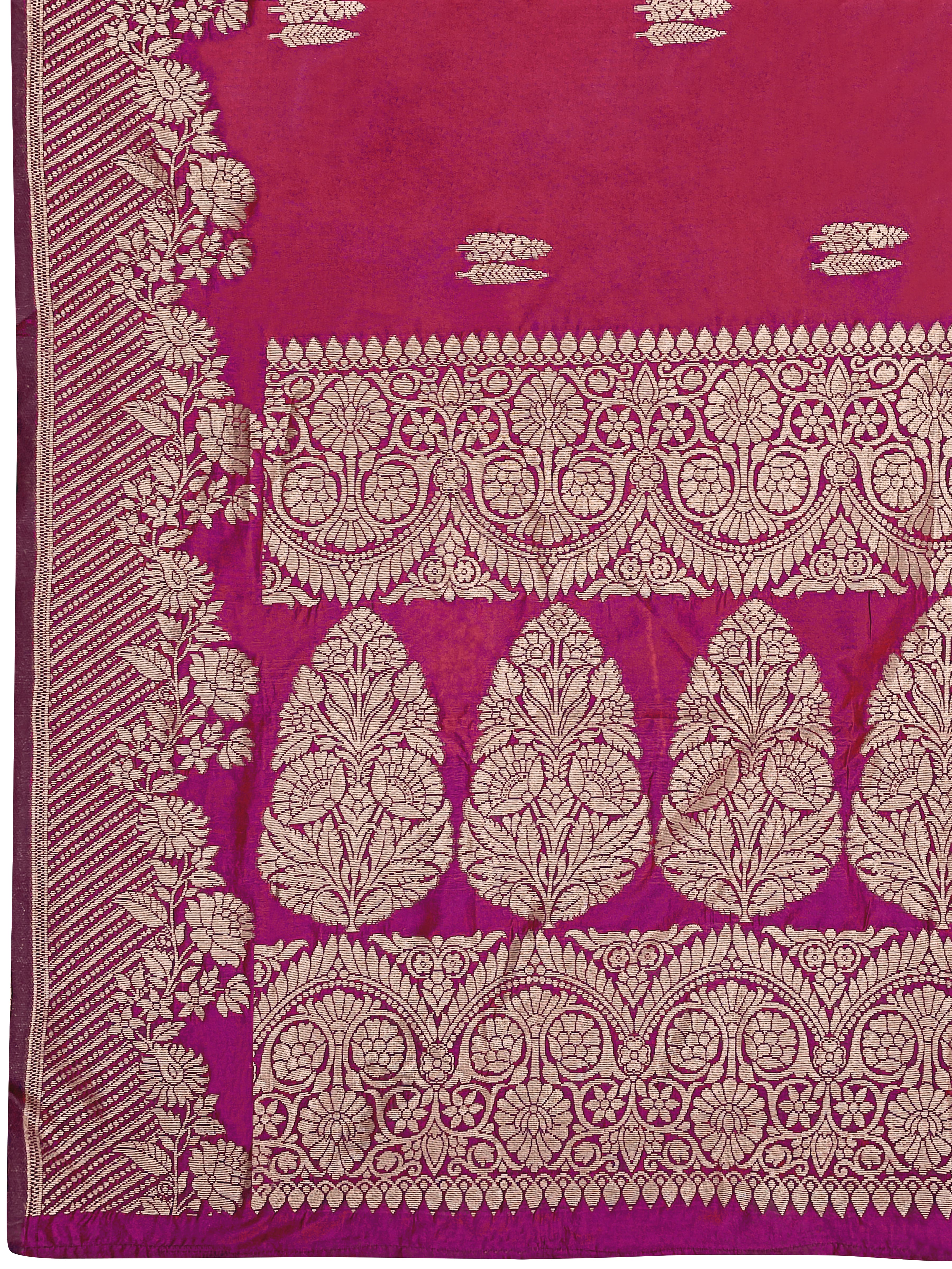 MANOHARI Banarasi Silk Blend Jacquard Work Saree - Pink - Dista