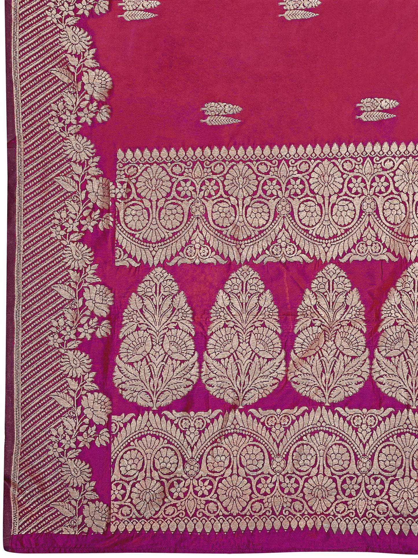 MANOHARI Banarasi Silk Blend Jacquard Work Saree - Pink - Dista