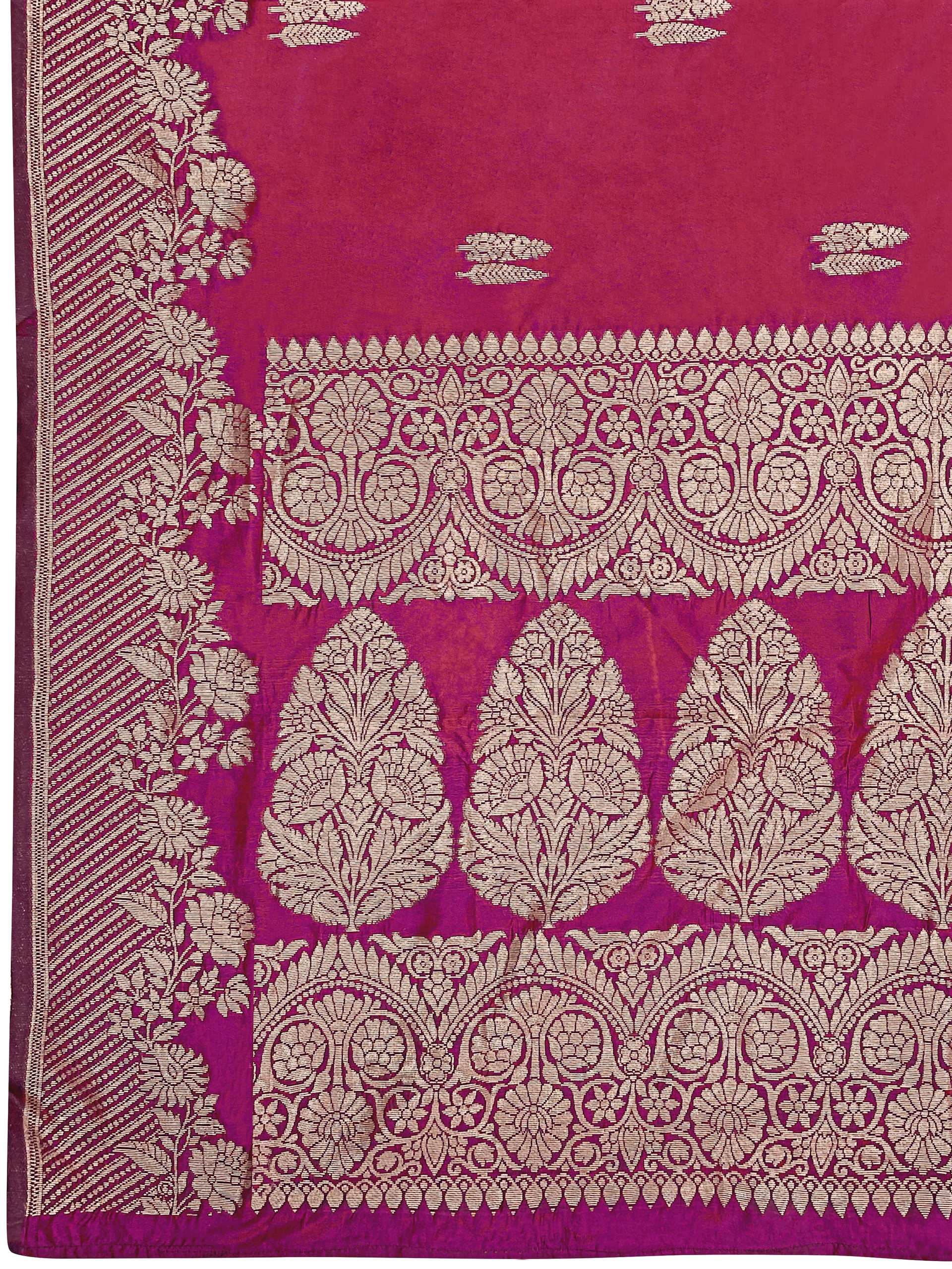 MANOHARI Banarasi Silk Blend Jacquard Work Saree - Pink - Dista