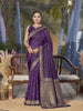 MANOHARI Banarasi Silk Blend Jacquard Work Saree - Purple - Dista