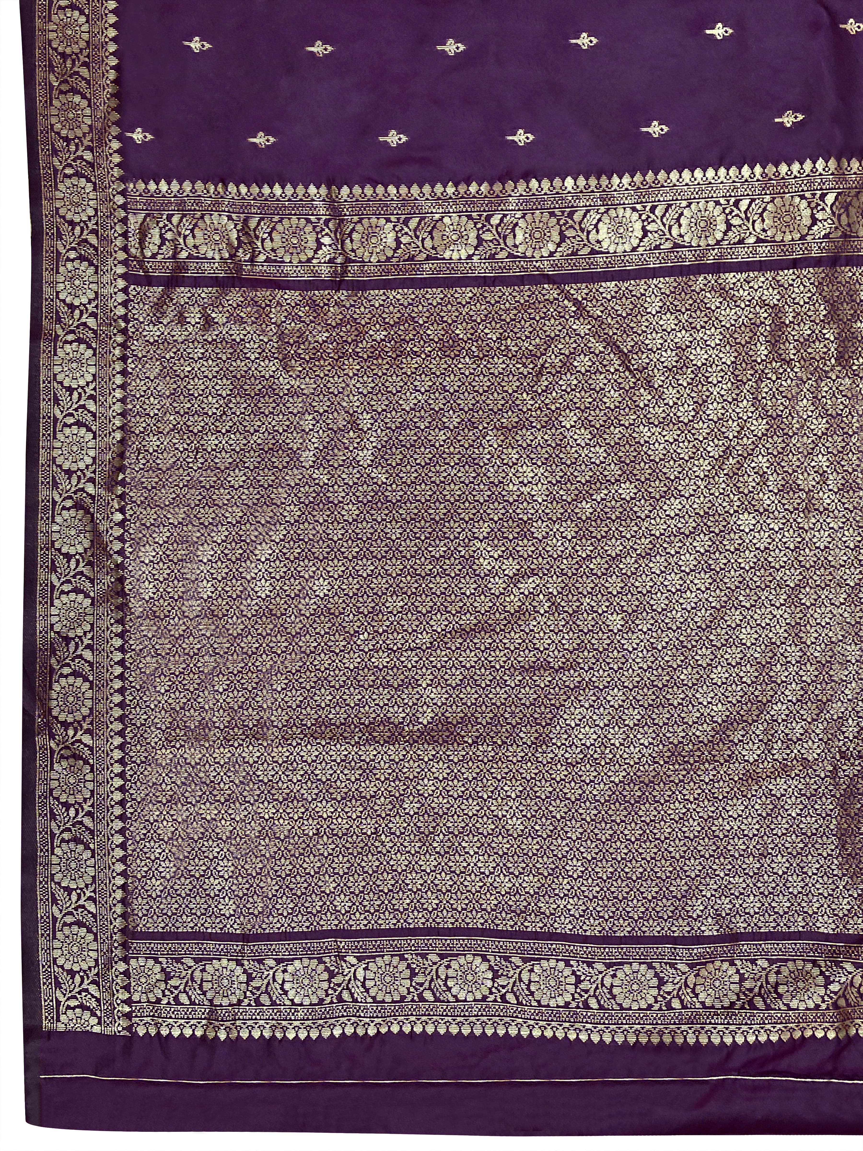 MANOHARI Banarasi Silk Blend Jacquard Work Saree - Purple - Dista