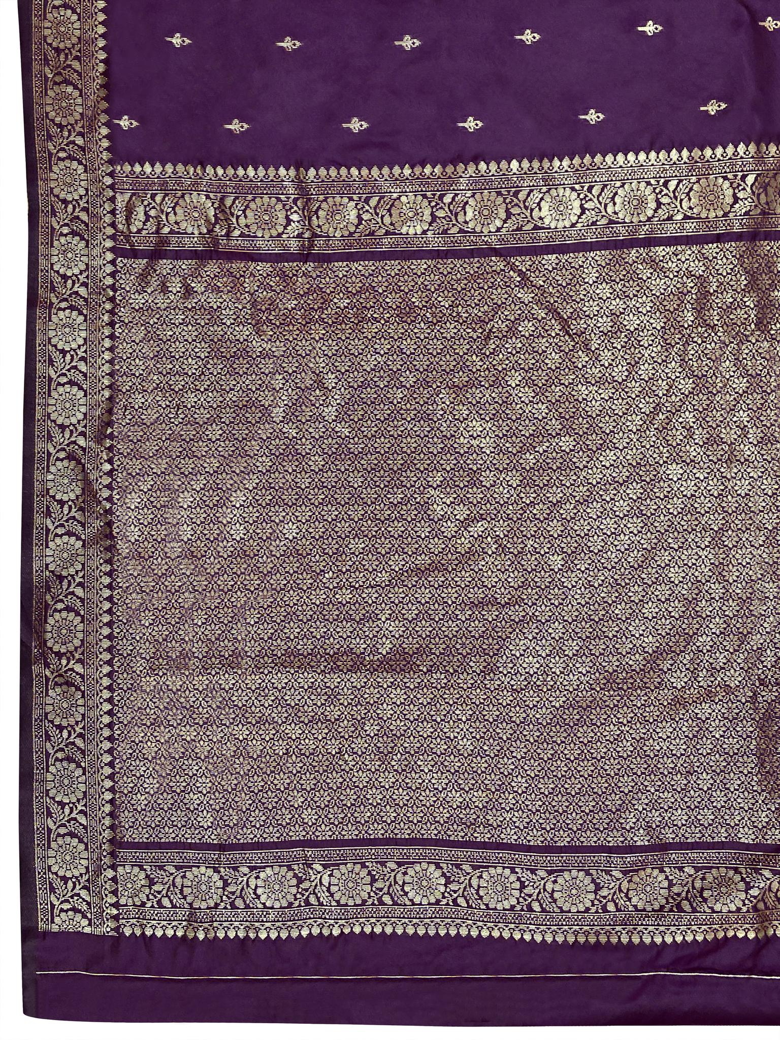 MANOHARI Banarasi Silk Blend Jacquard Work Saree - Purple - Dista