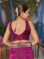 Thumbnail for MANOHARI Banarasi Silk Blend Jacquard Work Saree - Purple - Dista