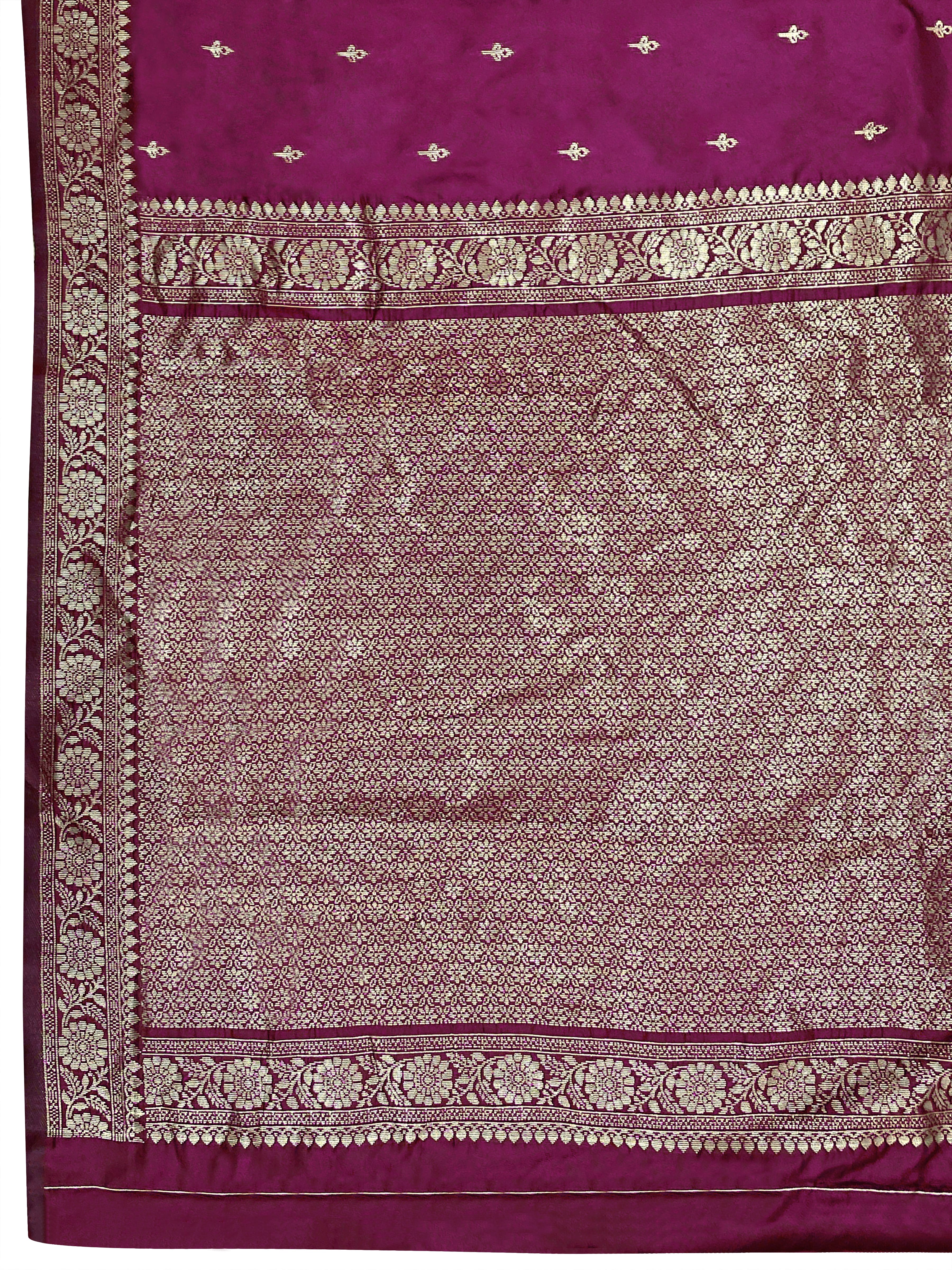 MANOHARI Banarasi Silk Blend Jacquard Work Saree - Purple - Dista