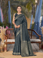Thumbnail for MANOHARI Banarasi Silk Blend Jacquard Work Saree - Grey - Dista