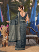 Thumbnail for MANOHARI Banarasi Silk Blend Jacquard Work Saree - Grey - Dista