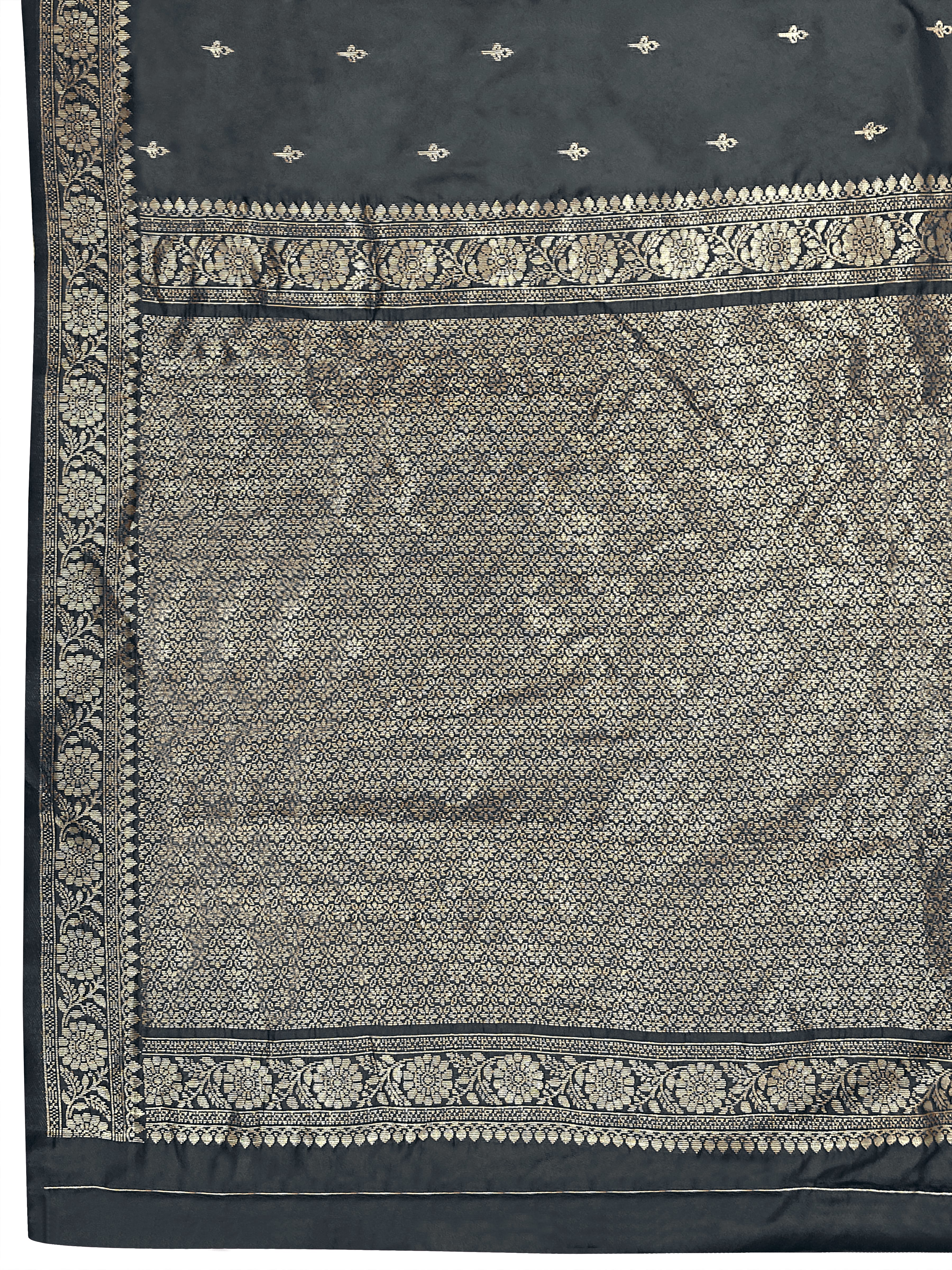 MANOHARI Banarasi Silk Blend Jacquard Work Saree - Grey - Dista