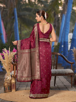 Thumbnail for MANOHARI Banarasi Silk Blend Jacquard Work Saree - Red - Dista