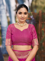 Thumbnail for MANOHARI Banarasi Silk Blend Jacquard Work Saree - Pink - Dista