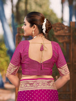 Thumbnail for MANOHARI Banarasi Silk Blend Jacquard Work Saree - Pink - Dista