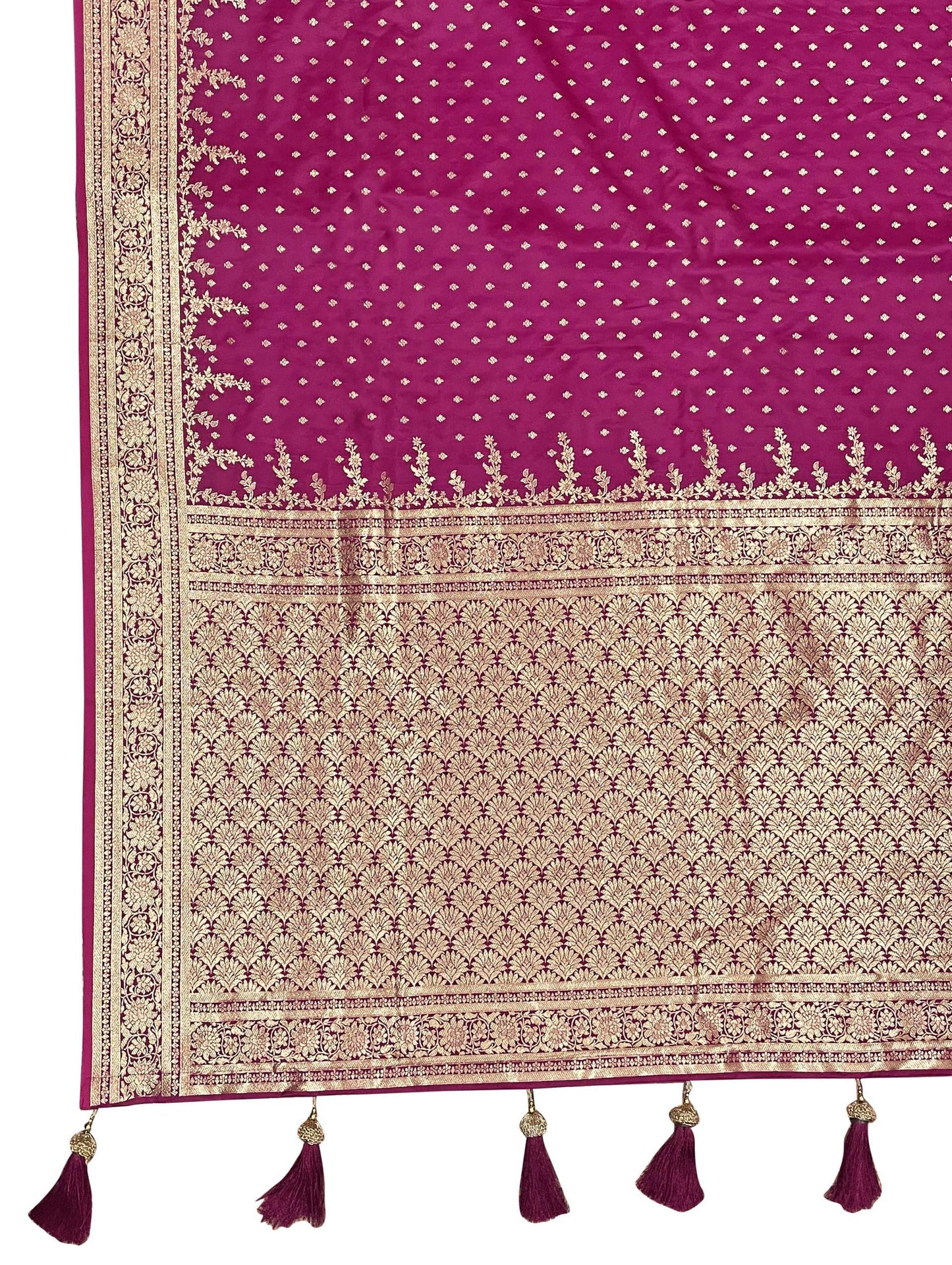 MANOHARI Banarasi Silk Blend Jacquard Work Saree - Pink - Dista