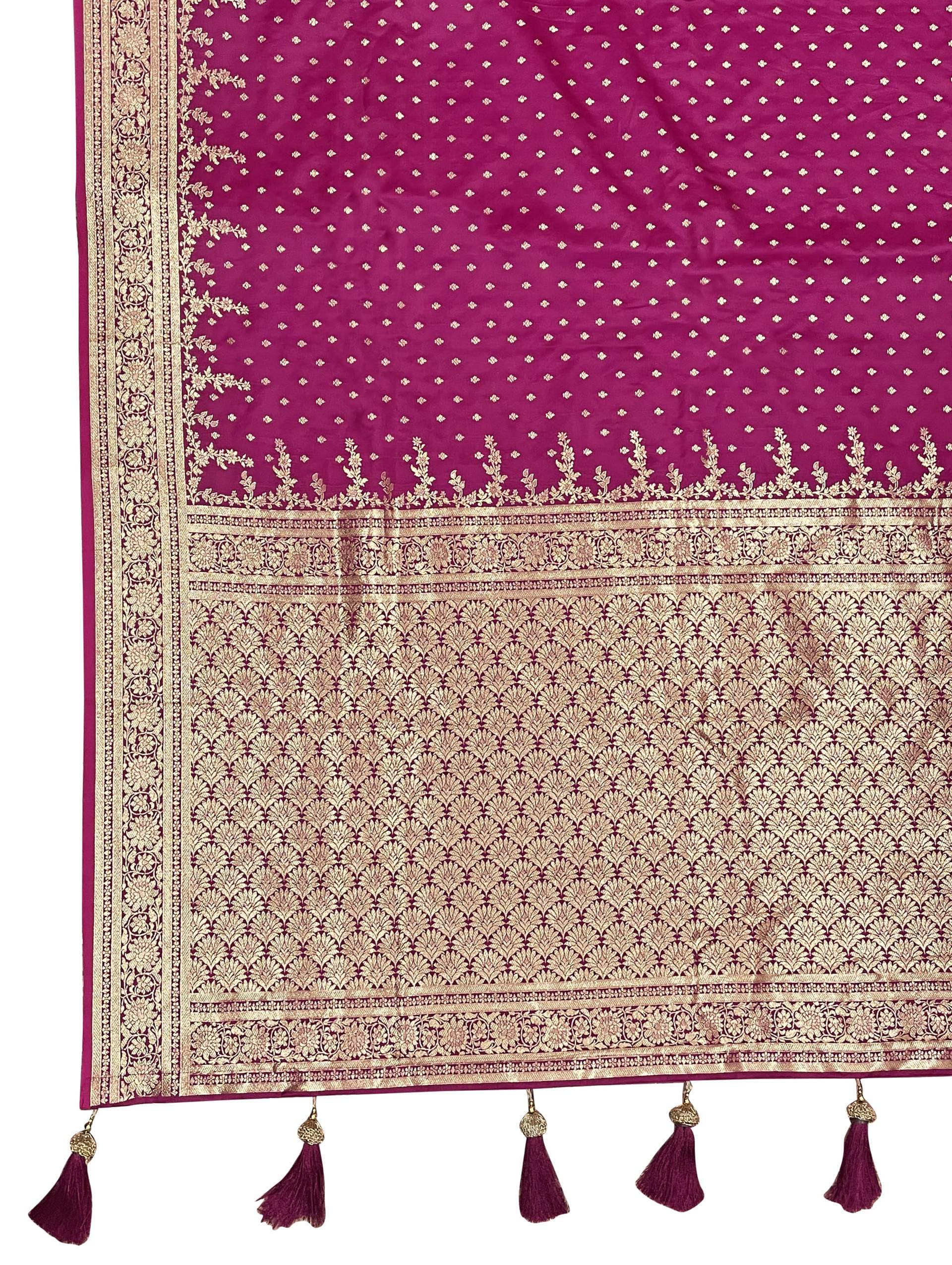 MANOHARI Banarasi Silk Blend Jacquard Work Saree - Pink - Dista
