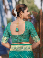 Thumbnail for MANOHARI Banarasi Silk Blend Jacquard Work Saree - Green - Dista