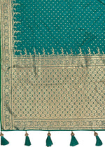 Thumbnail for MANOHARI Banarasi Silk Blend Jacquard Work Saree - Green - Dista