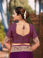 Thumbnail for MANOHARI Banarasi Silk Blend Jacquard Work Saree - Purple - Dista