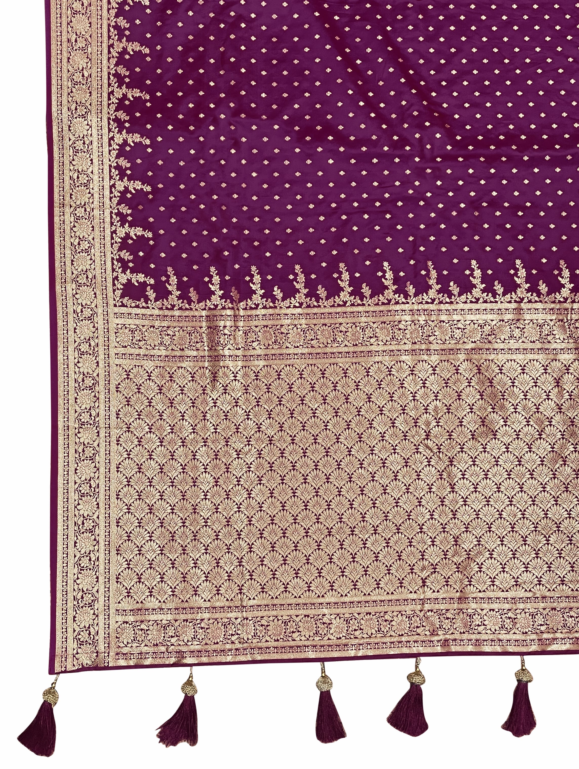 MANOHARI Banarasi Silk Blend Jacquard Work Saree - Purple - Dista