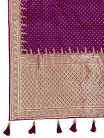 Thumbnail for MANOHARI Banarasi Silk Blend Jacquard Work Saree - Purple - Dista