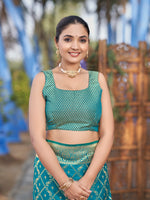 Thumbnail for MANOHARI Banarasi Silk Blend Jacquard Work Saree - Turquoise - Dista