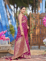 Thumbnail for MANOHARI Banarasi Silk Blend Jacquard Work Saree - Pink - Dista