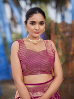 Thumbnail for MANOHARI Banarasi Silk Blend Jacquard Work Saree - Pink - Dista