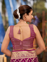 Thumbnail for MANOHARI Banarasi Silk Blend Jacquard Work Saree - Pink - Dista