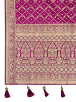 Thumbnail for MANOHARI Banarasi Silk Blend Jacquard Work Saree - Pink - Dista