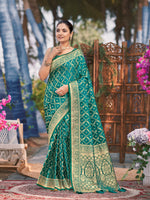Thumbnail for MANOHARI Banarasi Silk Blend Jacquard Work Saree - Green - Dista