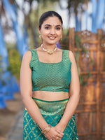 Thumbnail for MANOHARI Banarasi Silk Blend Jacquard Work Saree - Green - Dista