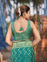Thumbnail for MANOHARI Banarasi Silk Blend Jacquard Work Saree - Green - Dista
