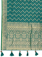 Thumbnail for MANOHARI Banarasi Silk Blend Jacquard Work Saree - Green - Dista