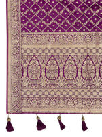 Thumbnail for MANOHARI Banarasi Silk Blend Jacquard Work Saree - Purple - Dista