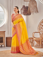 Thumbnail for MANOHARI Banarasi Silk Blend Jacquard Work Saree - Yellow - Dista
