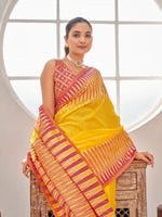 Thumbnail for MANOHARI Banarasi Silk Blend Jacquard Work Saree - Yellow - Dista